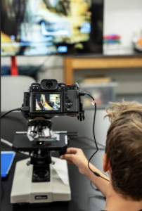 Camera attached to a microscope